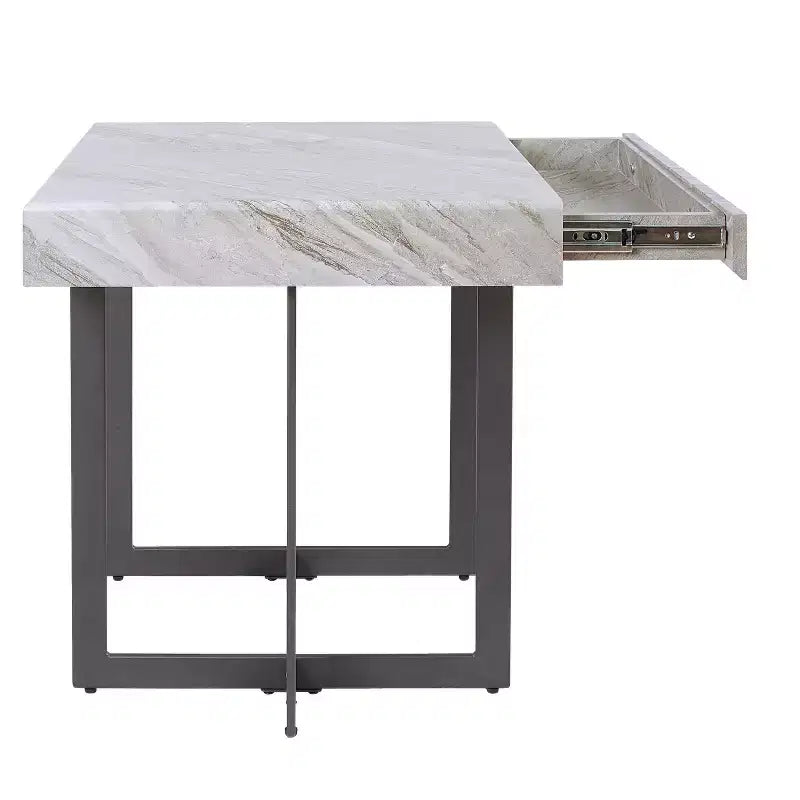 Set 3 tavolini da caffè contemporanei Rohde con cassetti, grigio/metallo color gomma - miBasics