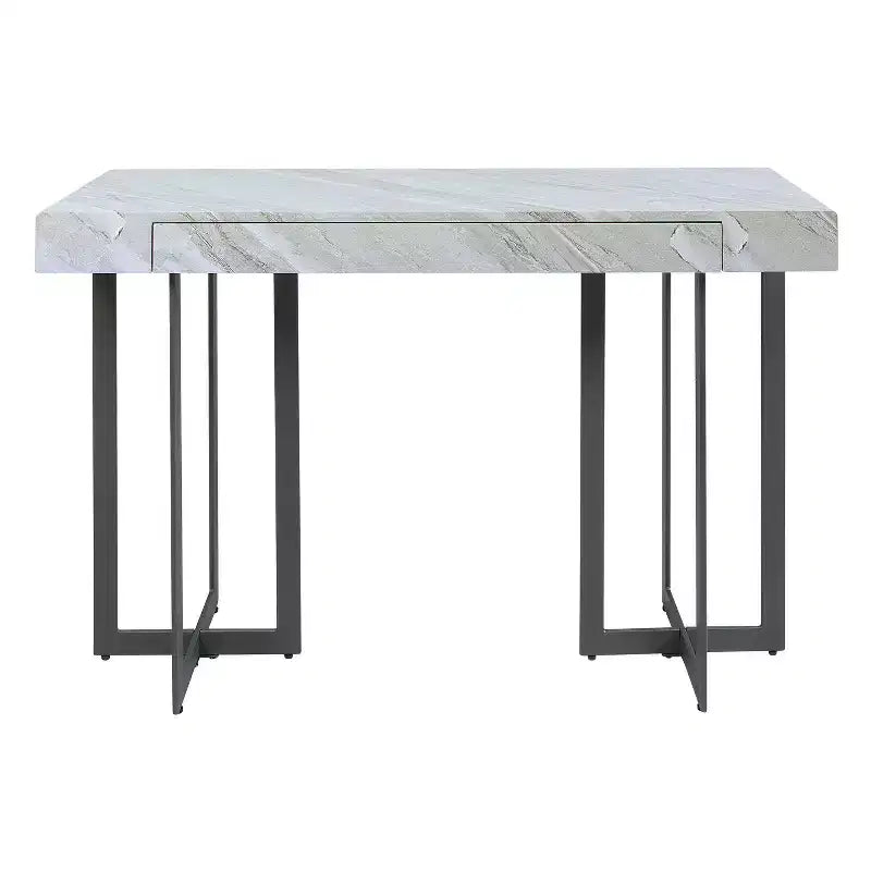 Set 3 tavolini da caffè contemporanei Rohde con cassetti, grigio/metallo color gomma - miBasics