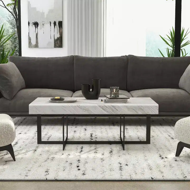 Set 3 tavolini da caffè contemporanei Rohde con cassetti, grigio/metallo color gomma - miBasics