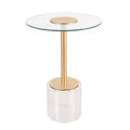 Olivia & May Acrylic Accent Table with Elevated Base and Gold Stand 22 in Clear: Modern Round Glass Martini Tray Table