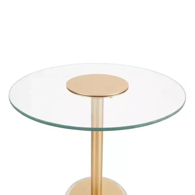 Tavolino d'appoggio in acrilico Olivia & May con base rialzata e supporto dorato, 56 cm, trasparente: tavolino rotondo moderno in vetro a vassoio Martini