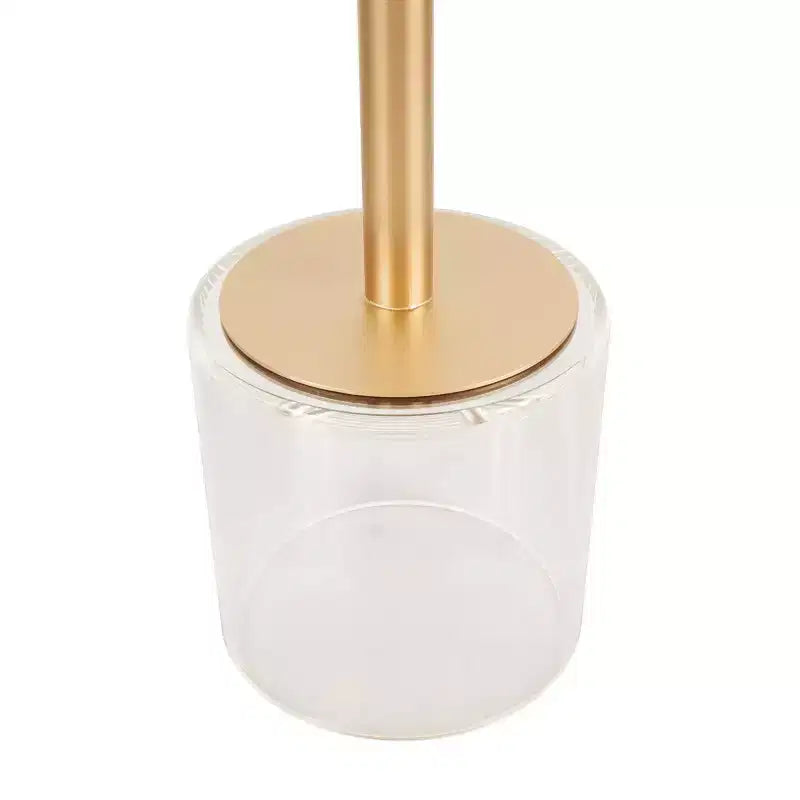Tavolino d'appoggio in acrilico Olivia & May con base rialzata e supporto dorato, 56 cm, trasparente: tavolino rotondo moderno in vetro a vassoio Martini
