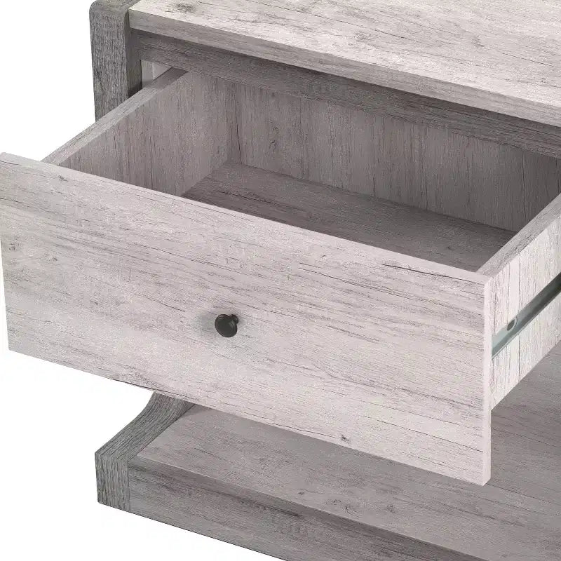miBasics Brunswicke Tavolino portaoggetti da Comodino/Divano Transizionale a 1 Cassetto, Bianco Costiero: Contenitore per Camera da Letto, Design a Piedistallo