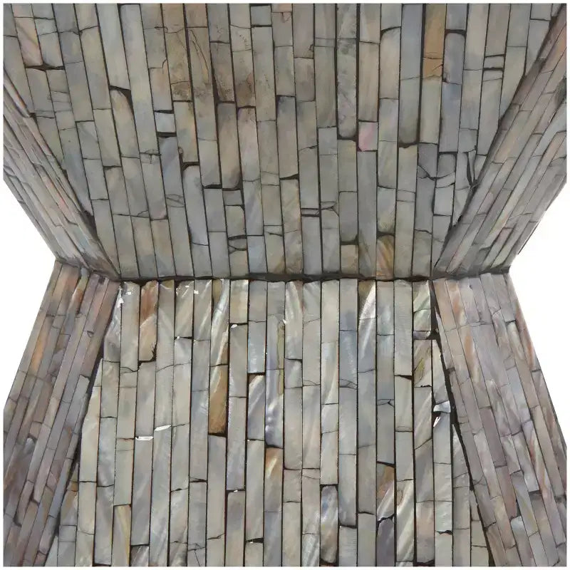 Olivia & May Tavolino d'Appoggio a Clessidra Geometrico in Madreperla con Motivo a Mosaico Lineare Grigio: Stile Bohemien, Nessun Montaggio Richiesto