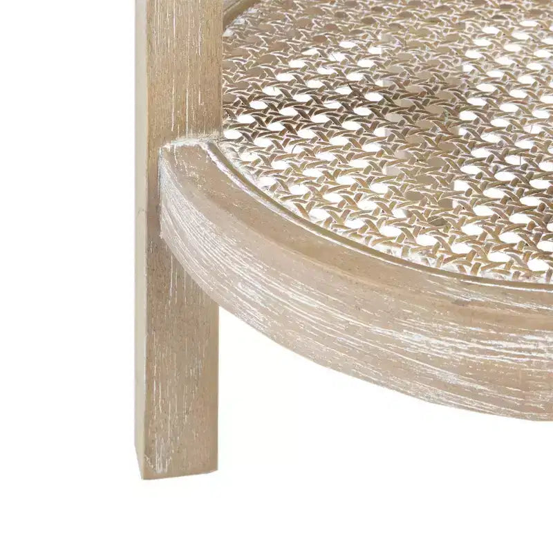 Tavolino d'appoggio rotondo Harley color grano: Martha Stewart, impiallacciatura in frassino, ripiano in rattan, 71 cm di altezza