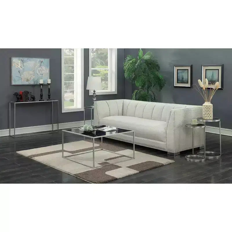 Tavolino da Salotto Gold Coast Nero Finto Marmo/Argento - Breighton Home