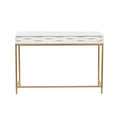 Contemporary 2 Drawer Metal Console Table White - Olivia & May: Gold Frame, Foyer Storage, No Assembly Required