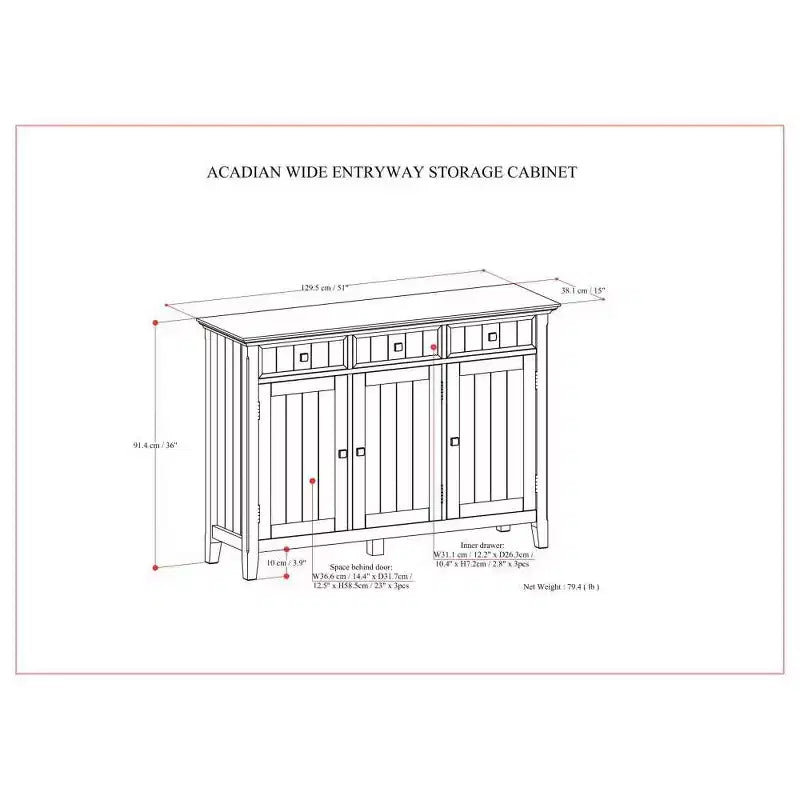 WyndenHall Normandy Armadio Contenitore Ampio Ingresso Marrone Brunetta: Stile Transizionale, 3 Cassetti, Struttura in Pino