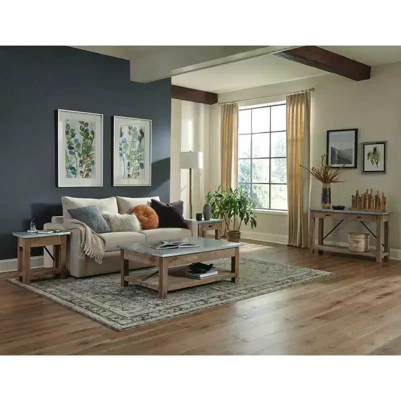 Tavolino da salotto con ripiano Alaterre Furniture, in stile industriale moderno, con struttura in legno massiccio