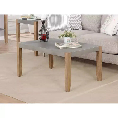 Tavolino da caffè Davenport effetto cemento e legno da 91 cm color ambra chiaro - Alaterre Furniture: Rettangolare rustico con ripiano