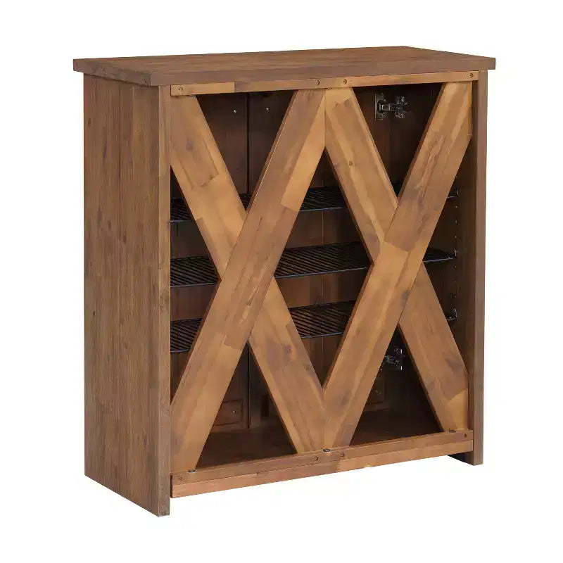 Alaterre Furniture 31" Bethel Mobile Contenitore Porta Scarpe in Legno di Acacia Naturale: Organizzatore Ingresso, Capacità 12 Paia