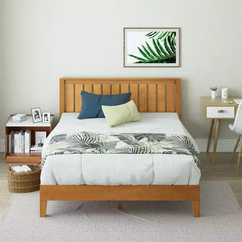 Struttura Letto con Piattaforma in Legno Deluxe Twin Alexis con Testiera, Naturale - Zinus: Stile Rustico, Nessuna Rete a Molle Necessaria