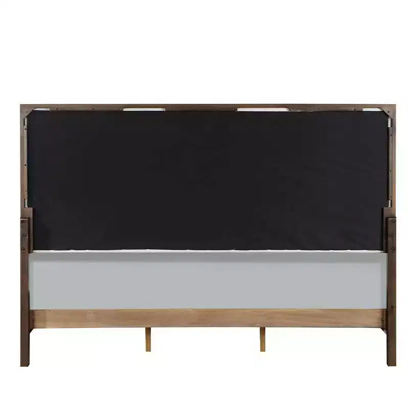 64,25" Letto Queen Carena Letto Tessuto Grigio Chiaro Finitura Bianco Marrone - Acme Furniture: Testiera Imbottita, Struttura in Legno, Richiesto Box Spring