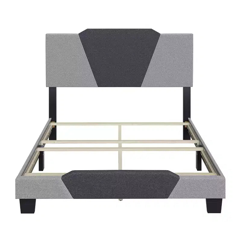 Letto imbottito Queen Sydney Contemporary in lino antracite/grigio - Eco Dream: Doghe in legno di betulla durevoli, richiede la rete a molle