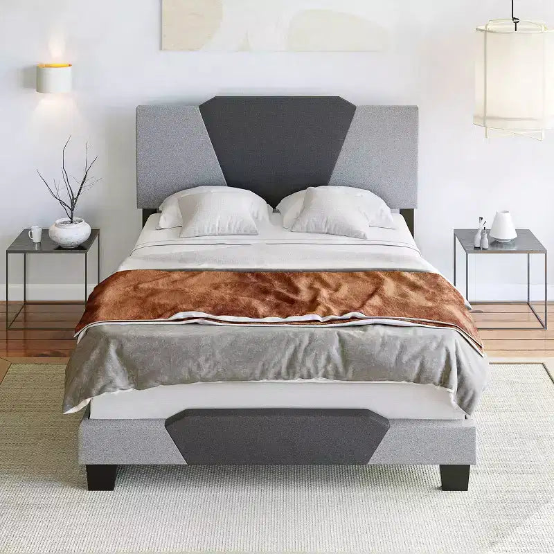 Letto imbottito Queen Sydney Contemporary in lino antracite/grigio - Eco Dream: Doghe in legno di betulla durevoli, richiede la rete a molle