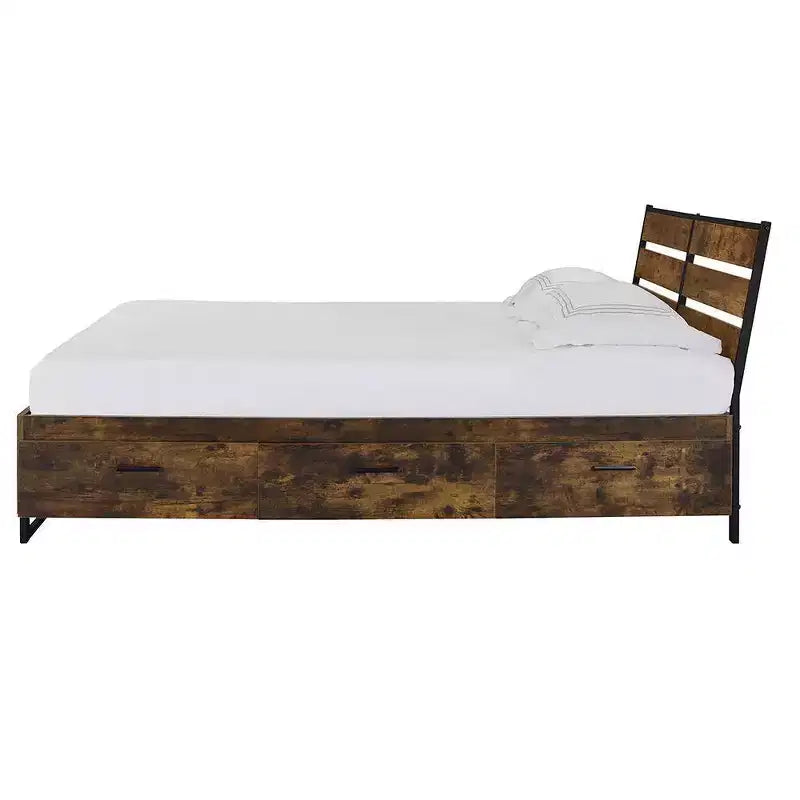 Acme Furniture Letto King Juvanth King Orientale Finitura Rovere Rustico/Nero