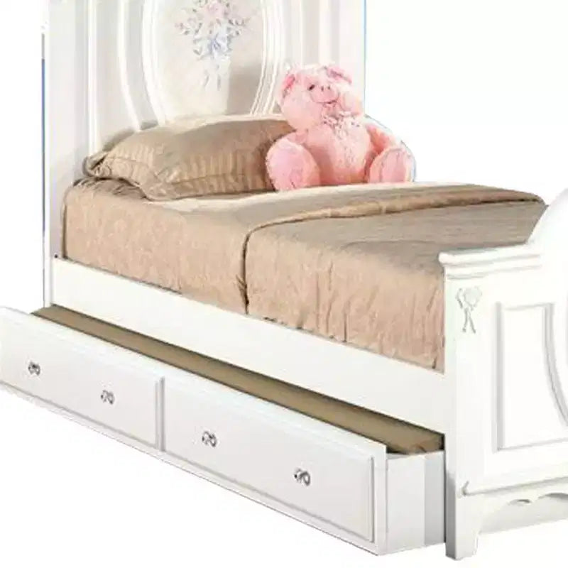 Letto matrimoniale da 81" Flora bianco - Acme Furniture: Rivestimento in cotone, Contenitore sottostante, Montaggio senza attrezzi