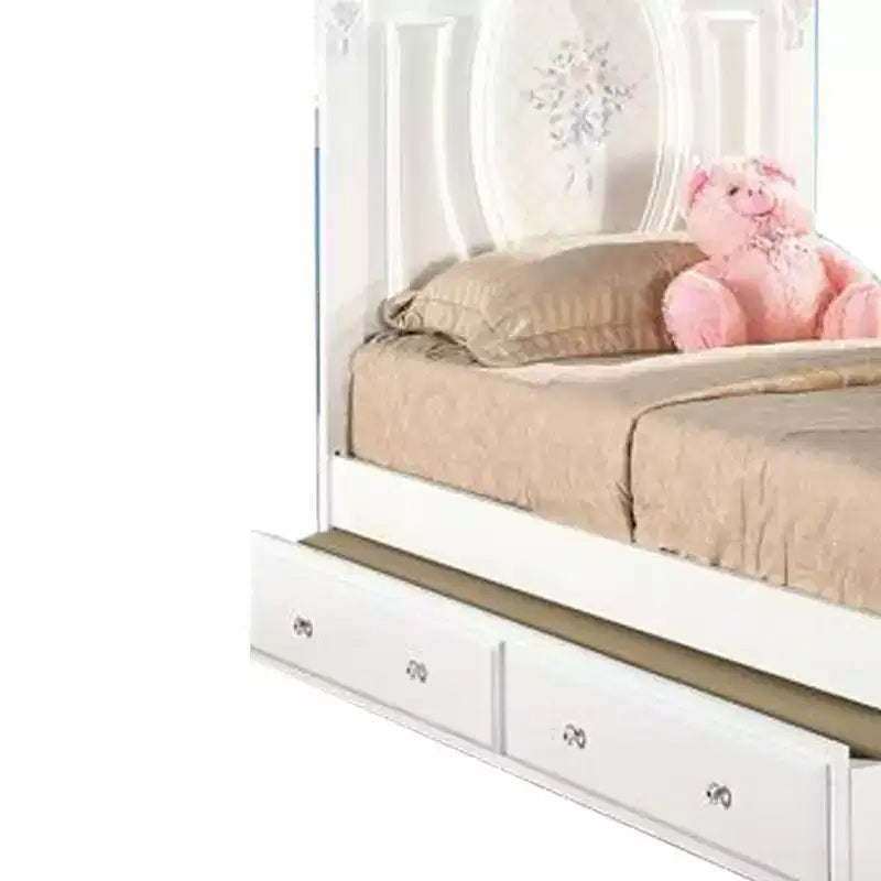 Letto matrimoniale da 81" Flora bianco - Acme Furniture: Rivestimento in cotone, Contenitore sottostante, Montaggio senza attrezzi