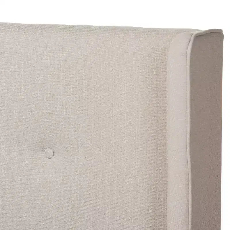 Brooklyn Letto Imbottito Beige in Tessuto e Legno di Noce Stile Mid-Century - Baxton Studio