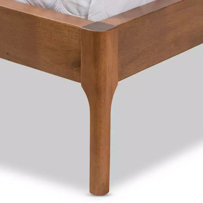 Brooklyn Letto Imbottito Beige in Tessuto e Legno di Noce Stile Mid-Century - Baxton Studio
