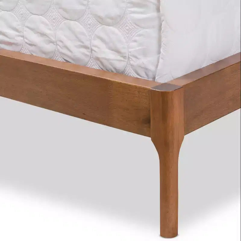 Brooklyn Letto Imbottito Beige in Tessuto e Legno di Noce Stile Mid-Century - Baxton Studio