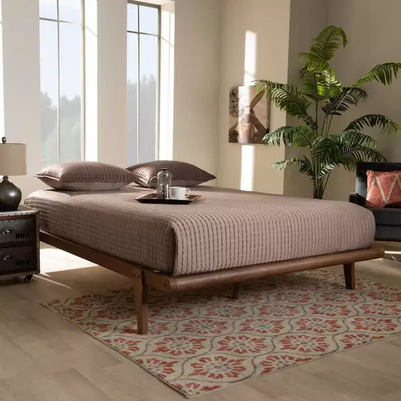 Struttura letto a piattaforma in legno rifinito Kaia - Baxton Studio