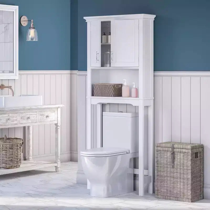 RiverRidge Somerset Pensile salvaspazio da bagno da mettere sopra il WC, con mensola regolabile