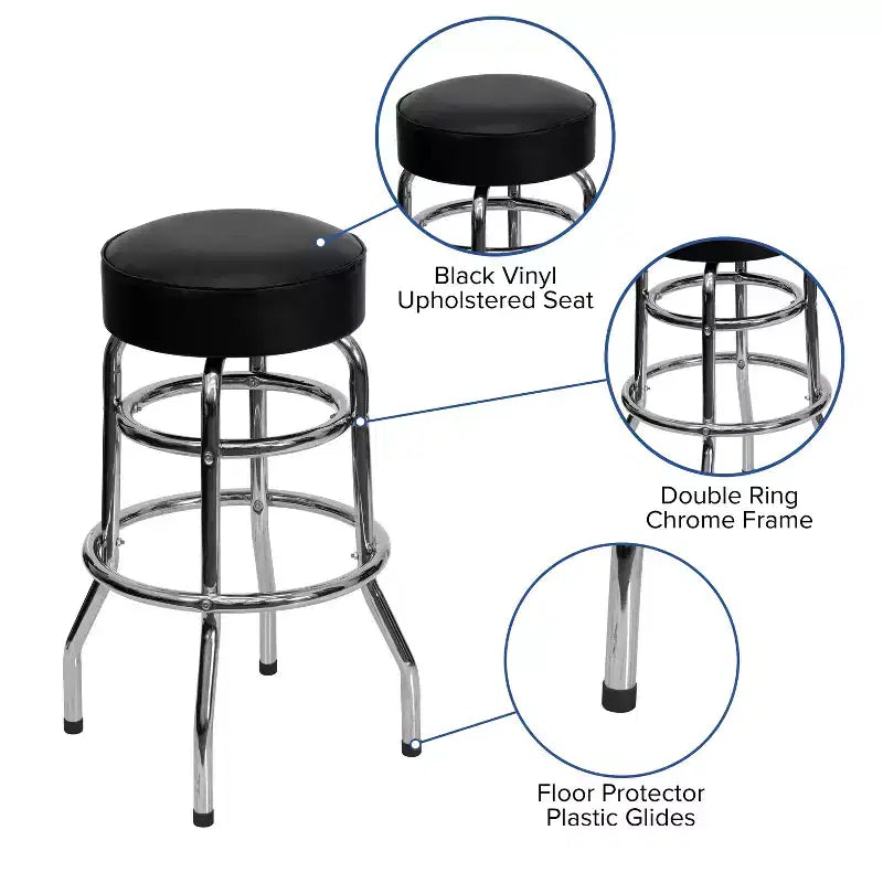 Sgabello da bar Flash Furniture Double Ring cromato