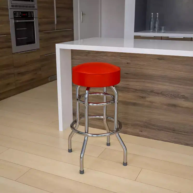 Sgabello da bar Flash Furniture Double Ring cromato