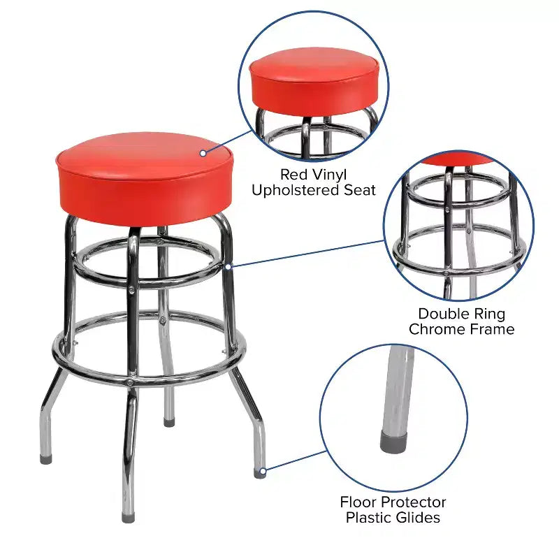 Sgabello da bar Flash Furniture Double Ring cromato