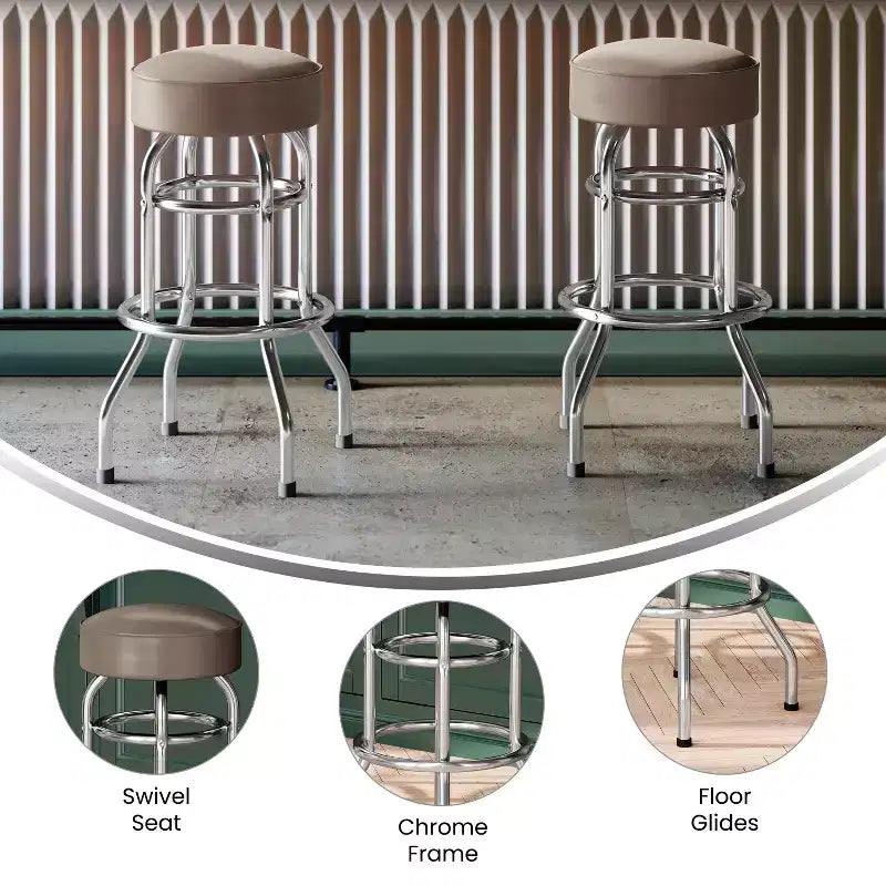 Sgabello da bar Flash Furniture Double Ring cromato