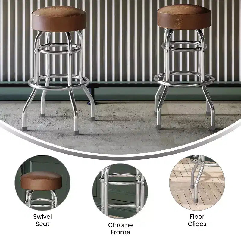Sgabello da bar Flash Furniture Double Ring cromato
