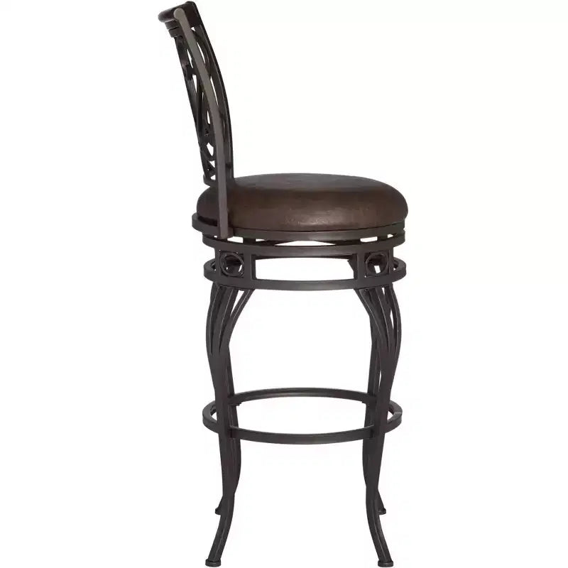 Sgabello da bar girevole Kensington Hill Trevi in bronzo, marrone, alto 67 cm, con cuscino tradizionale in similpelle, schienale e poggiapiedi, per bancone cucina