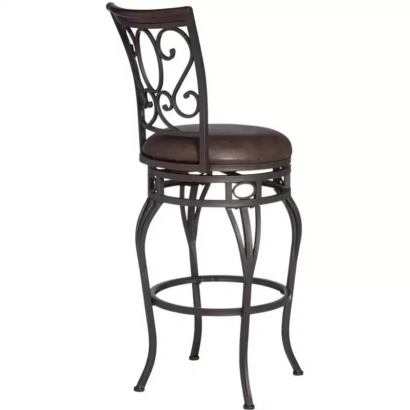 Sgabello da bar girevole Kensington Hill Trevi in bronzo, marrone, alto 67 cm, con cuscino tradizionale in similpelle, schienale e poggiapiedi, per bancone cucina
