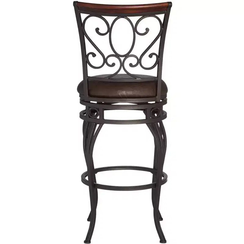 Sgabello da bar girevole Kensington Hill Trevi in bronzo, marrone, alto 67 cm, con cuscino tradizionale in similpelle, schienale e poggiapiedi, per bancone cucina