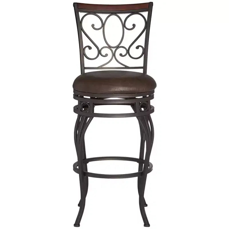 Sgabello da bar girevole Kensington Hill Trevi in bronzo, marrone, alto 67 cm, con cuscino tradizionale in similpelle, schienale e poggiapiedi, per bancone cucina