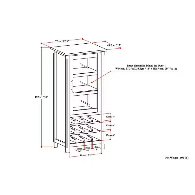 Mobiletto Portabottiglie Franklin High Storage - WyndenHall