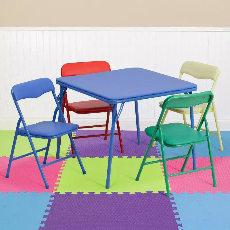Set da 5 pezzi di tavolo e sedie pieghevoli Emma and Oliver per bambini - Set da tavolo per attività per bambini