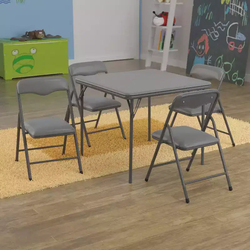 Set da 5 pezzi di tavolo e sedie pieghevoli Emma and Oliver per bambini - Set da tavolo per attività per bambini