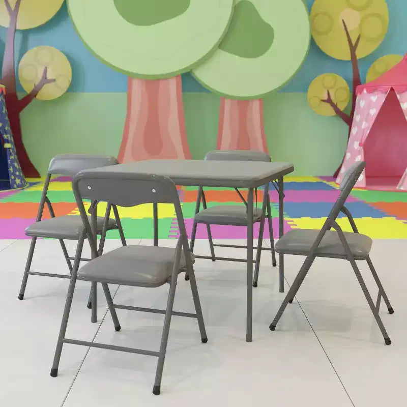 Set da 5 pezzi di tavolo e sedie pieghevoli Emma and Oliver per bambini - Set da tavolo per attività per bambini