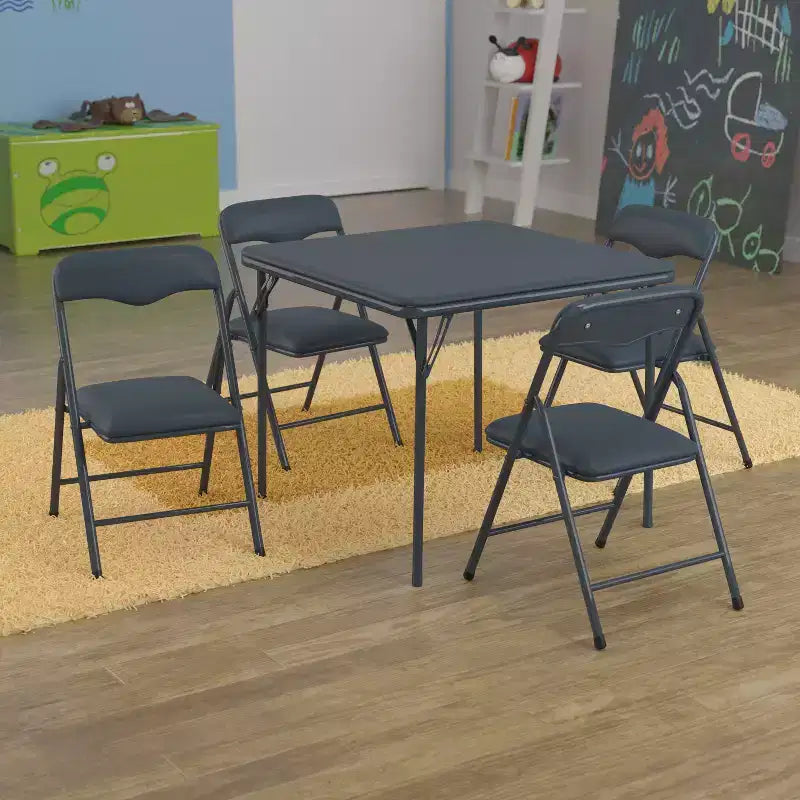 Set da 5 pezzi di tavolo e sedie pieghevoli Emma and Oliver per bambini - Set da tavolo per attività per bambini
