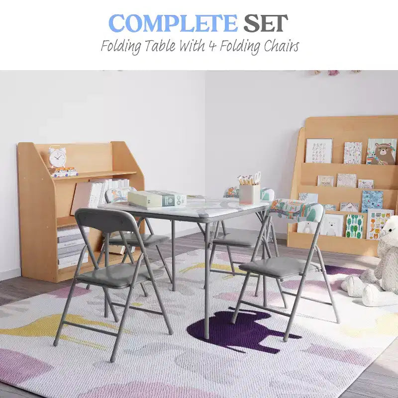 Set da 5 pezzi di tavolo e sedie pieghevoli Emma and Oliver per bambini - Set da tavolo per attività per bambini