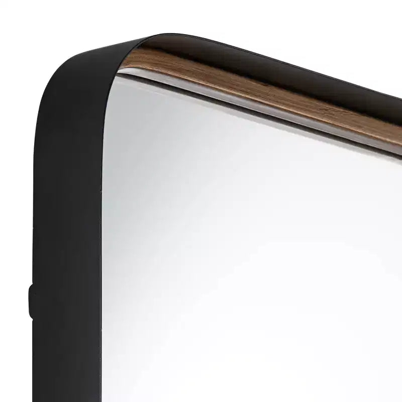 Specchio decorativo rettangolare da parete Uttermost Andi, moderno, in vetro smussato, con cornice in ferro nero e oro, largo 61 cm, per bagno, camera da letto, casa, ingresso