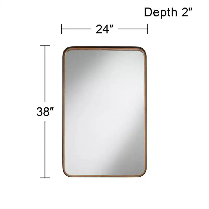 Specchio decorativo rettangolare da parete Uttermost Andi, moderno, in vetro smussato, con cornice in ferro nero e oro, largo 61 cm, per bagno, camera da letto, casa, ingresso