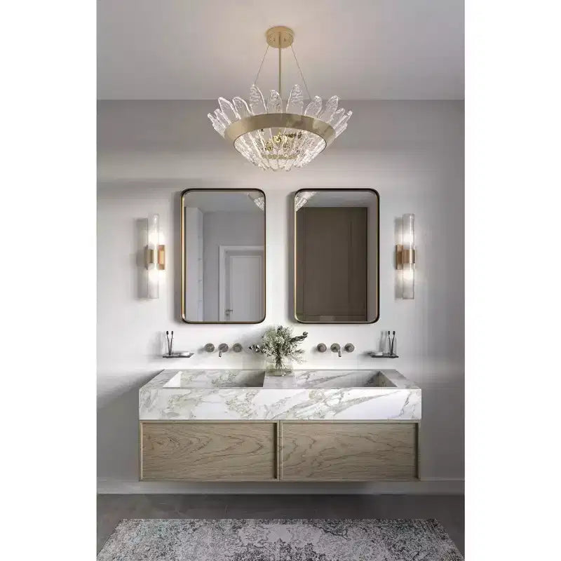 Specchio decorativo rettangolare da parete Uttermost Andi, moderno, in vetro smussato, con cornice in ferro nero e oro, largo 61 cm, per bagno, camera da letto, casa, ingresso