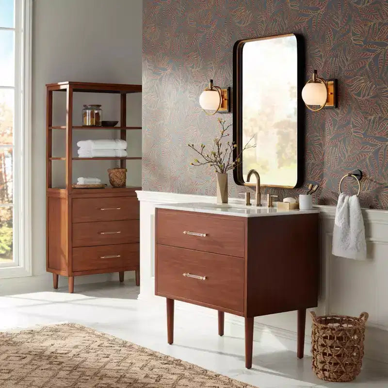 Specchio decorativo rettangolare da parete Uttermost Andi, moderno, in vetro smussato, con cornice in ferro nero e oro, largo 61 cm, per bagno, camera da letto, casa, ingresso