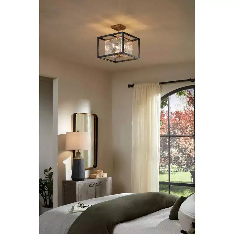 Specchio decorativo rettangolare da parete Uttermost Andi, moderno, in vetro smussato, con cornice in ferro nero e oro, largo 61 cm, per bagno, camera da letto, casa, ingresso