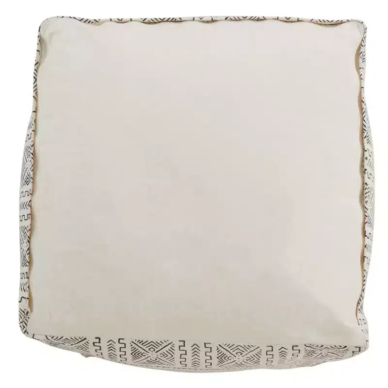 Saro Lifestyle Saro Lifestyle Pouf da pavimento Mudcloth con design astratto, bianco, 20x20x14
