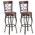 Costway Set of 2 Vintage Bar Stools Swivel Padded Seat 30 Bistro Dining Kitchen Pub Chair High Back