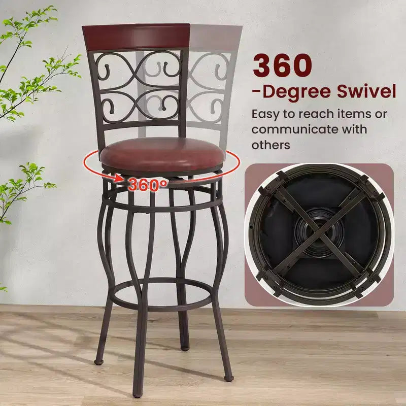 Set di 2 sgabelli da bar vintage Costway, seduta girevole imbottita, 76 cm, per bistrò, sala da pranzo, cucina, pub, con schienale alto